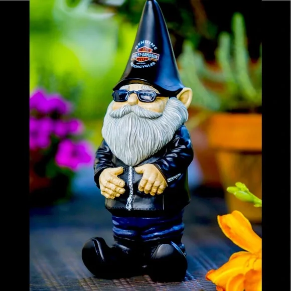 SET of Harley-Davidson® Biker Themed Garden Gnomes 4.5 x 3.5 x 11 inches - Picture 6 of 6